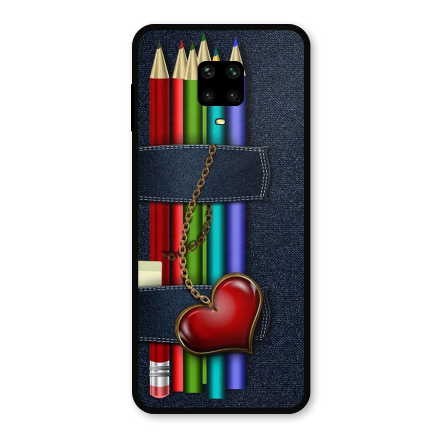 Denim Colorful Pencils Metal Back Case for Redmi Note 9 Pro Max
