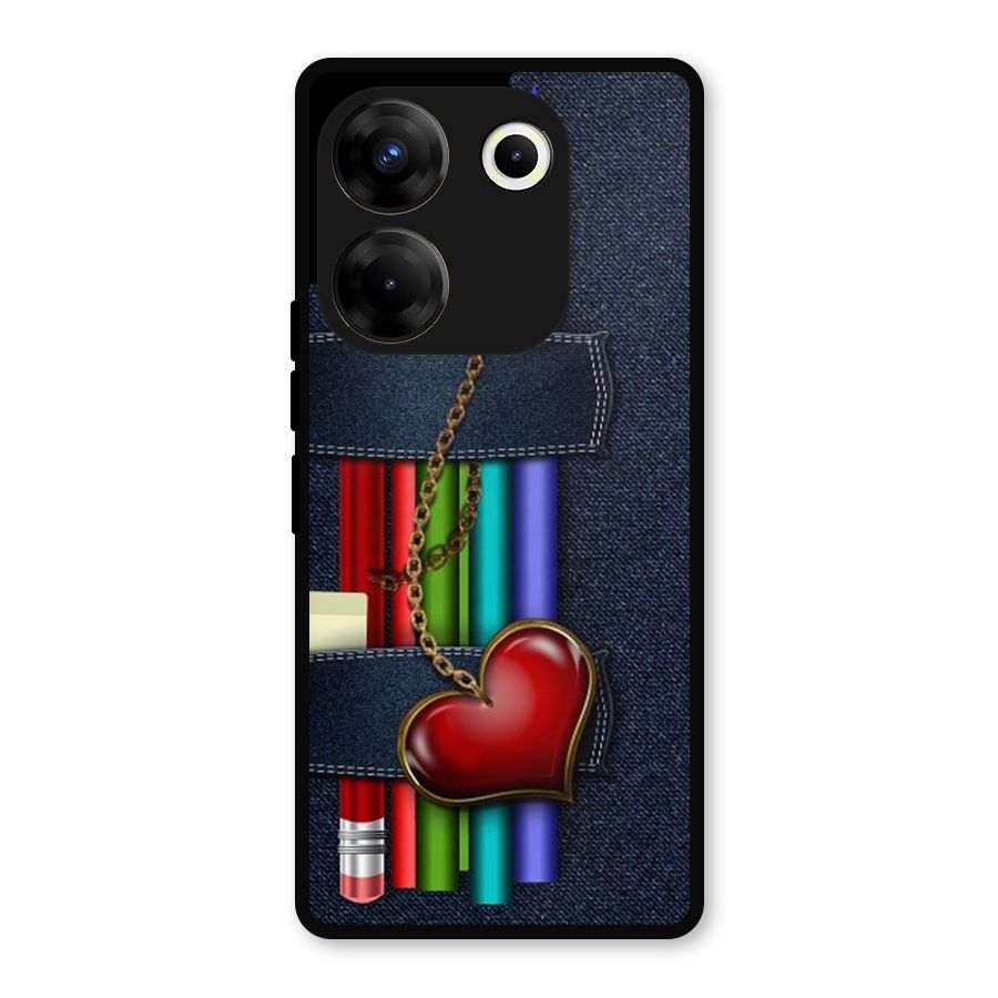 Denim Colorful Pencils Metal Back Case for Tecno Camon 20