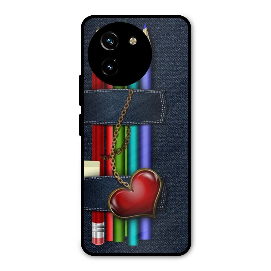 Denim Colorful Pencils Metal Back Case for Vivo T3x