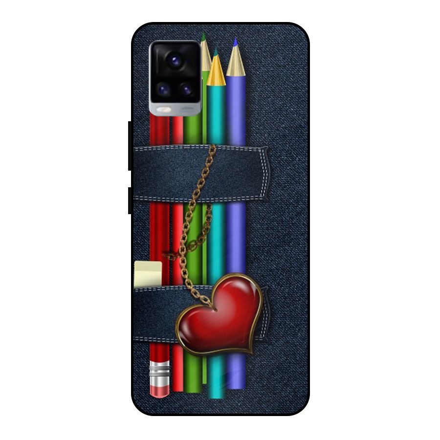 Denim Colorful Pencils Metal Back Case for Vivo V20 2021