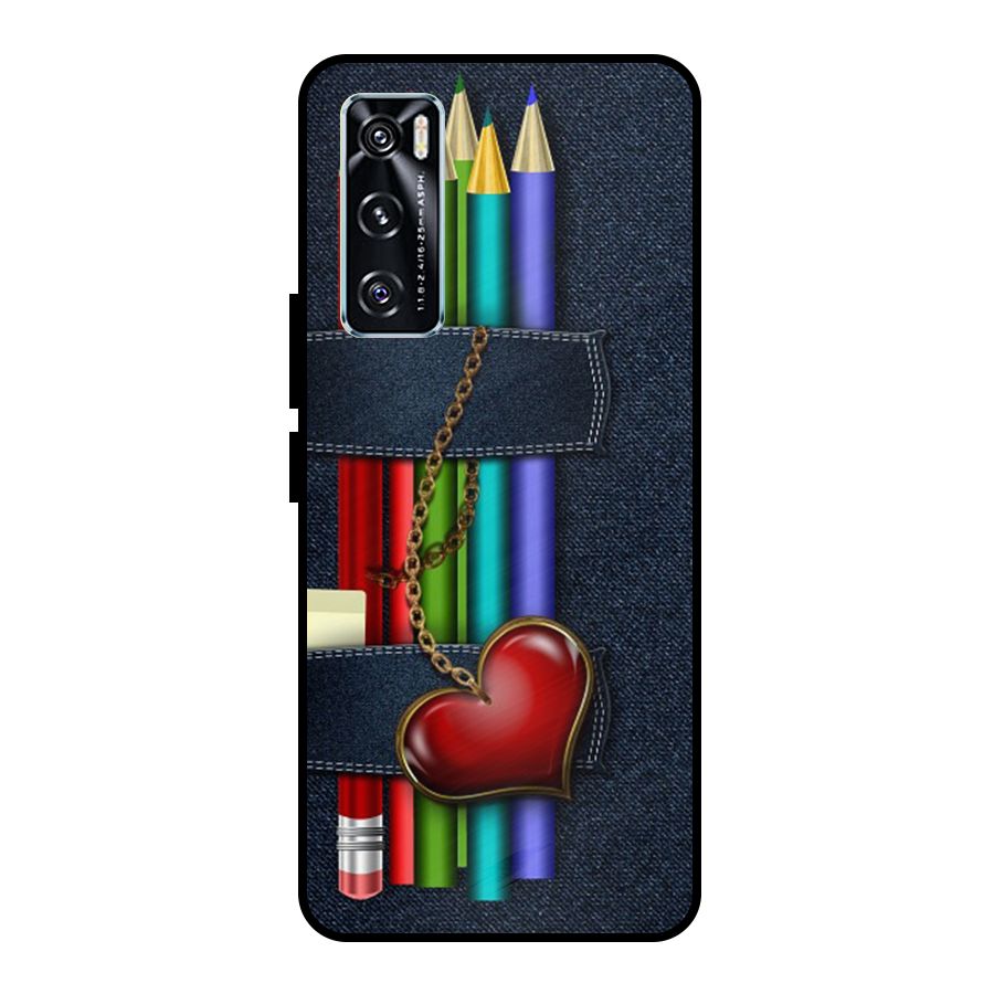 Denim Colorful Pencils Metal Back Case for Vivo V20 SE