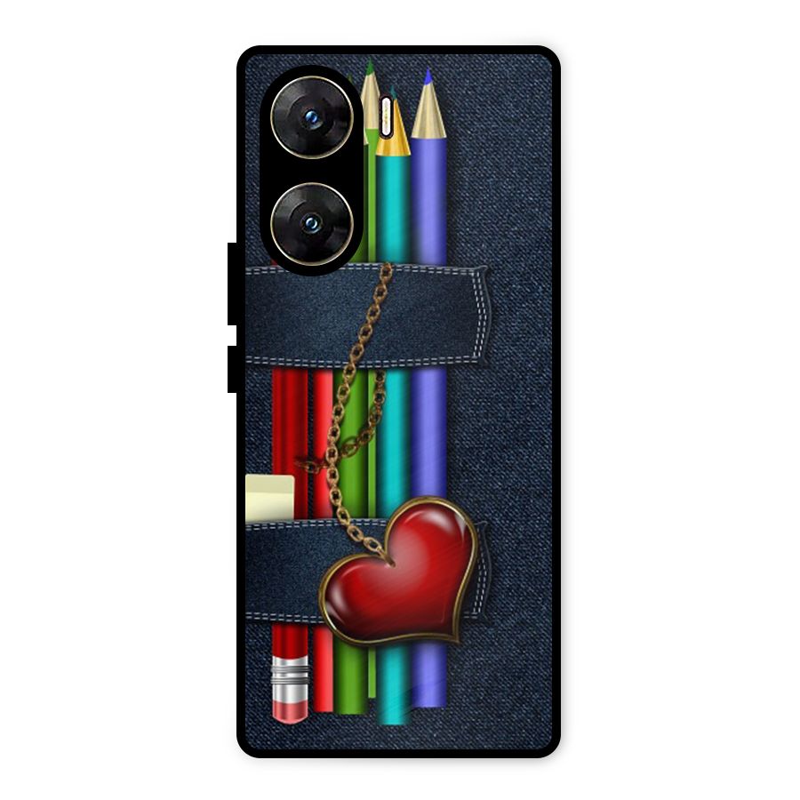 Denim Colorful Pencils Metal Back Case for Vivo V29e