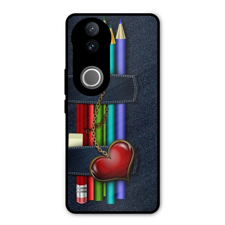 Denim Colorful Pencils Metal Back Case for Vivo V50e
