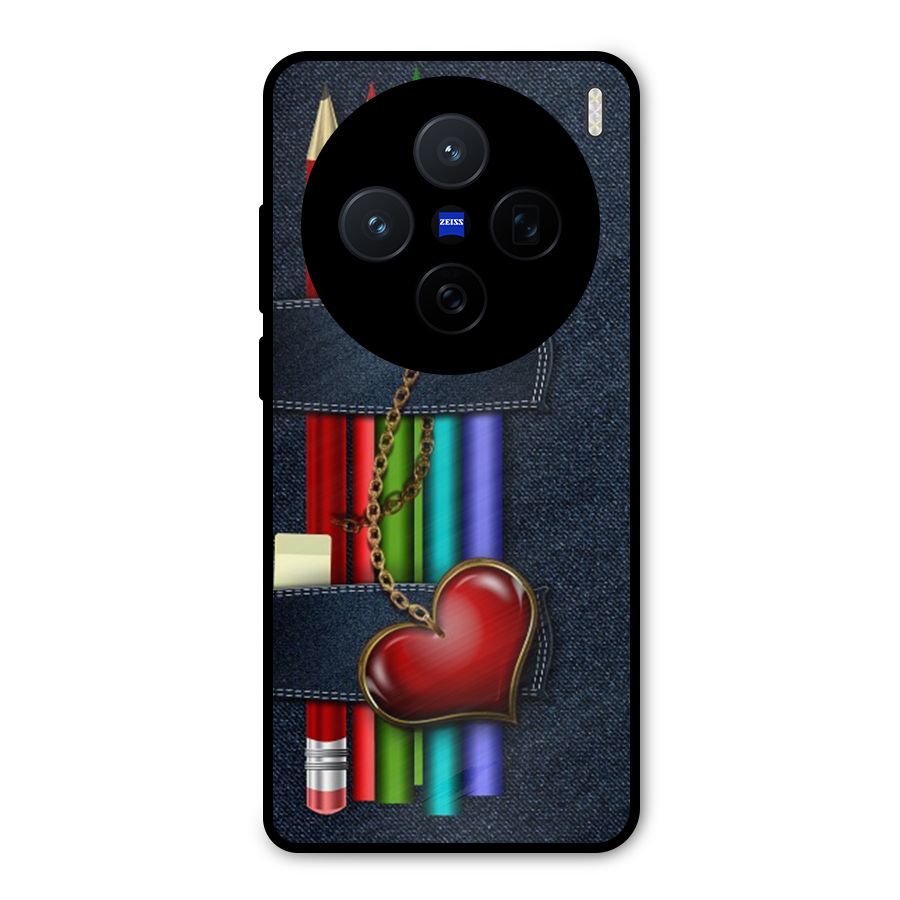 Denim Colorful Pencils Metal Back Case for Vivo X200