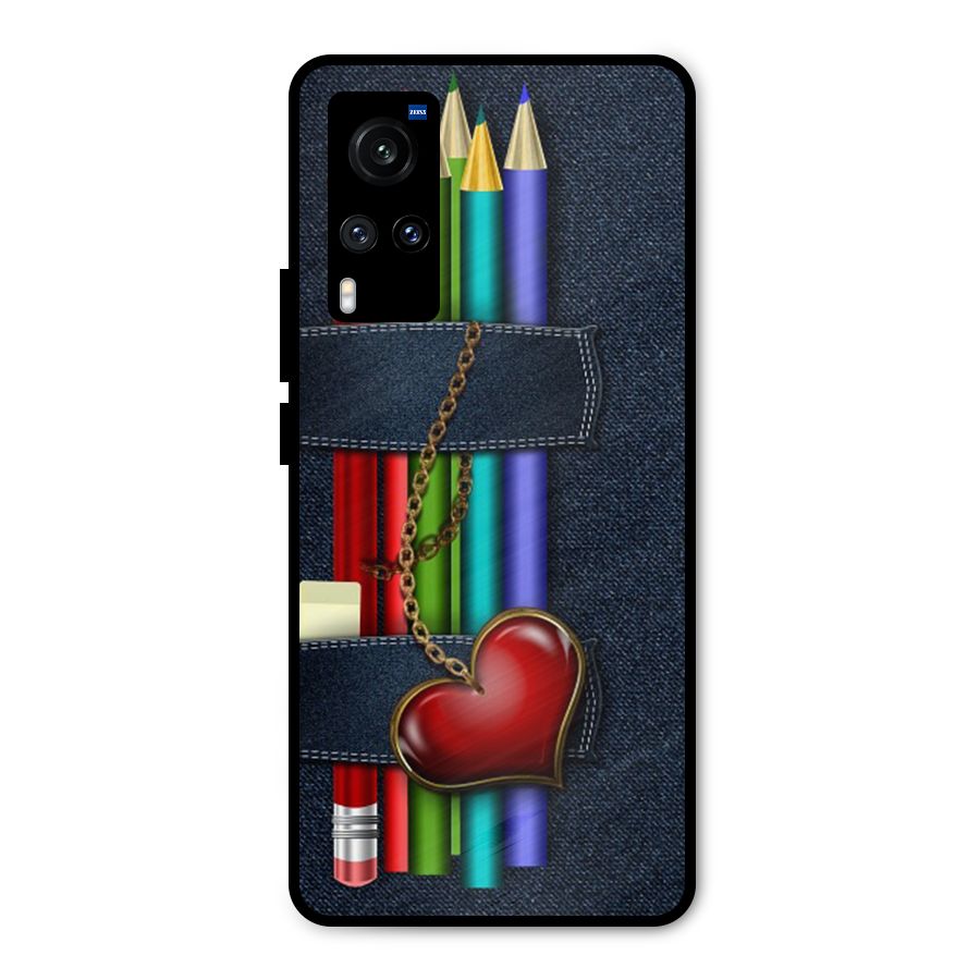 Denim Colorful Pencils Metal Back Case for Vivo X60