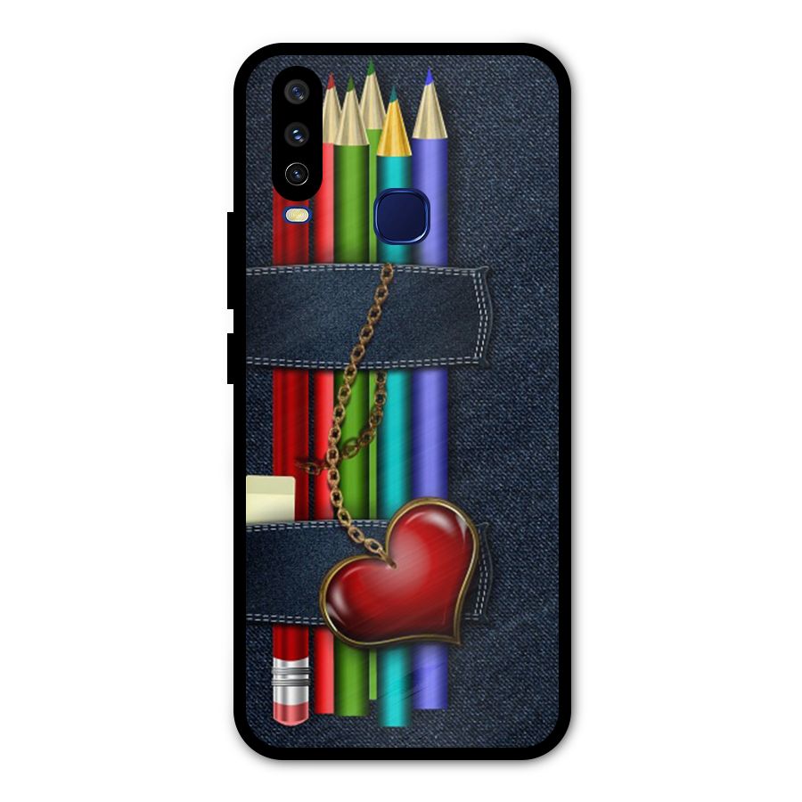 Denim Colorful Pencils Metal Back Case for Vivo Y15