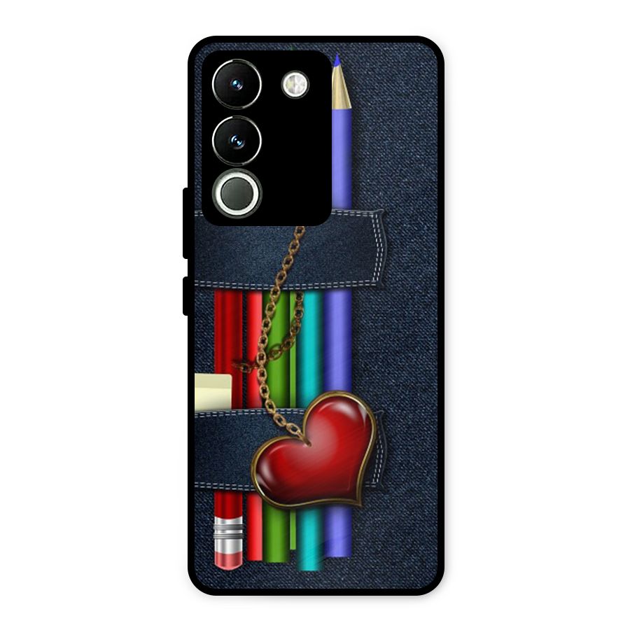 Denim Colorful Pencils Metal Back Case for Vivo Y200