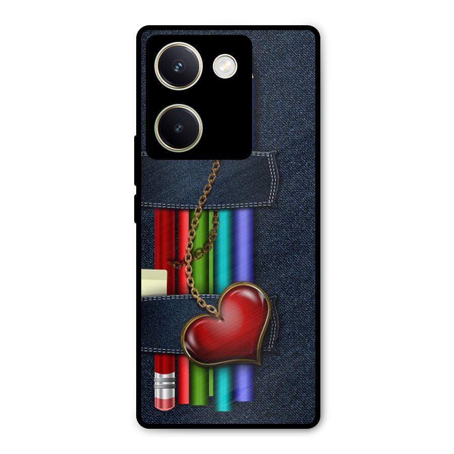 Denim Colorful Pencils Metal Back Case for Vivo Y200 Pro