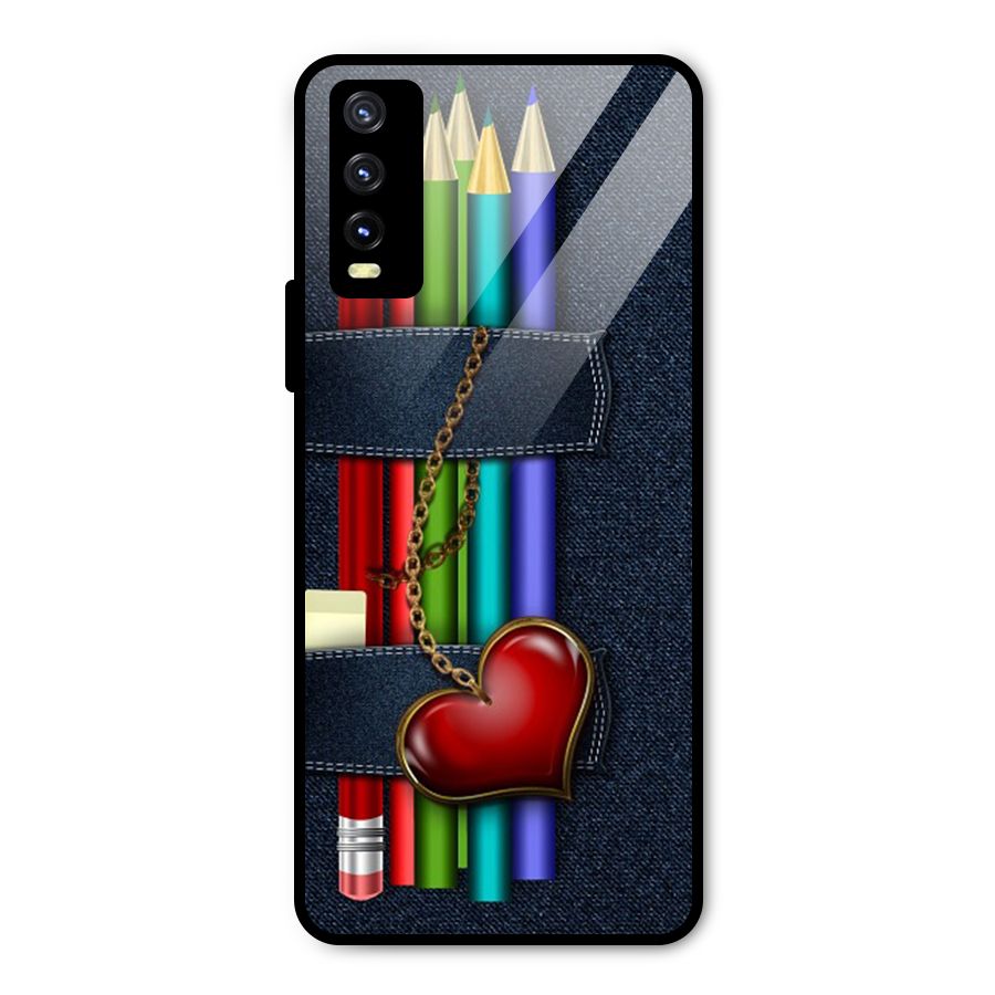 Denim Colorful Pencils Metal Back Case for Vivo Y20g