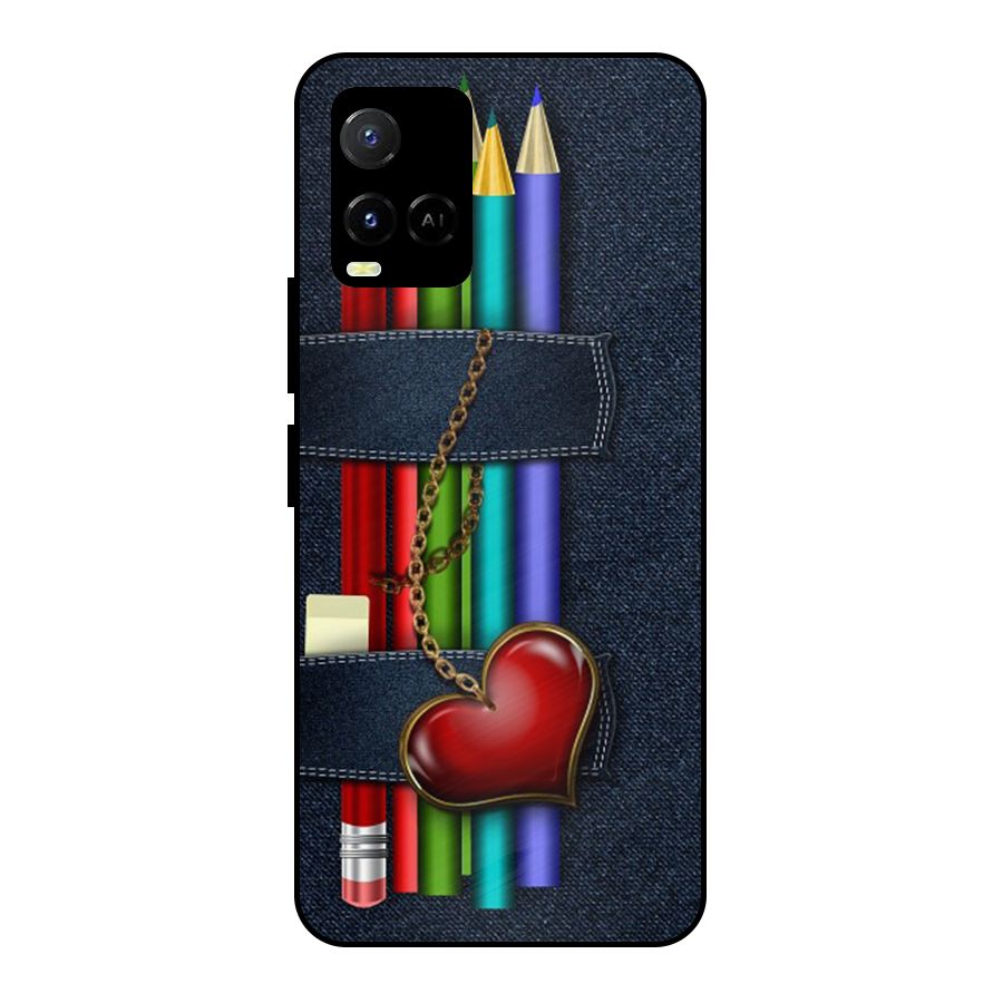 Denim Colorful Pencils Metal Back Case for Vivo Y21T