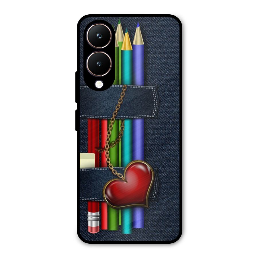 Denim Colorful Pencils Metal Back Case for Vivo Y28
