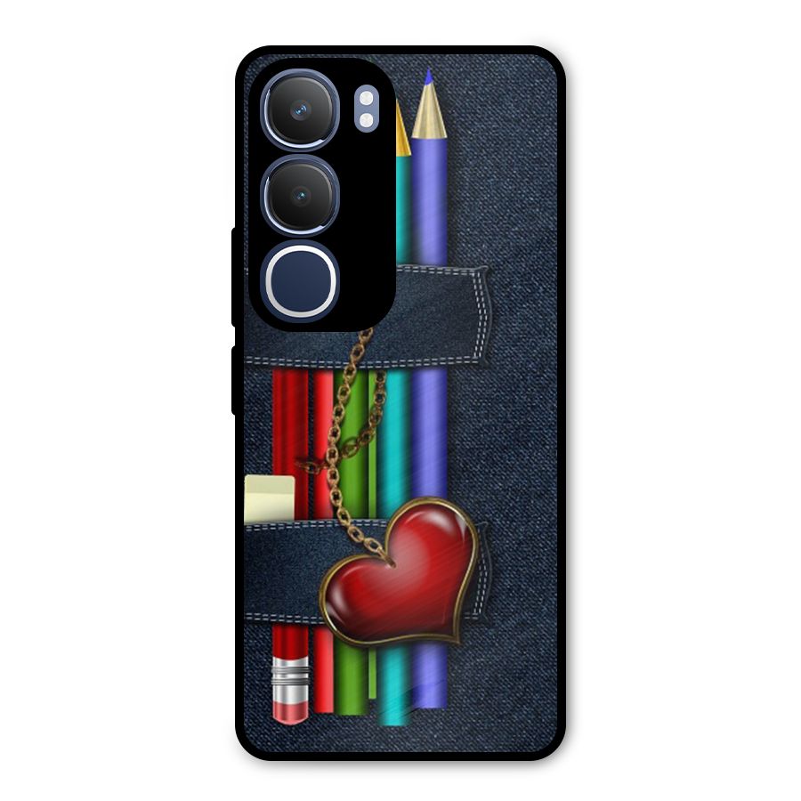 Denim Colorful Pencils Metal Back Case for Vivo Y29