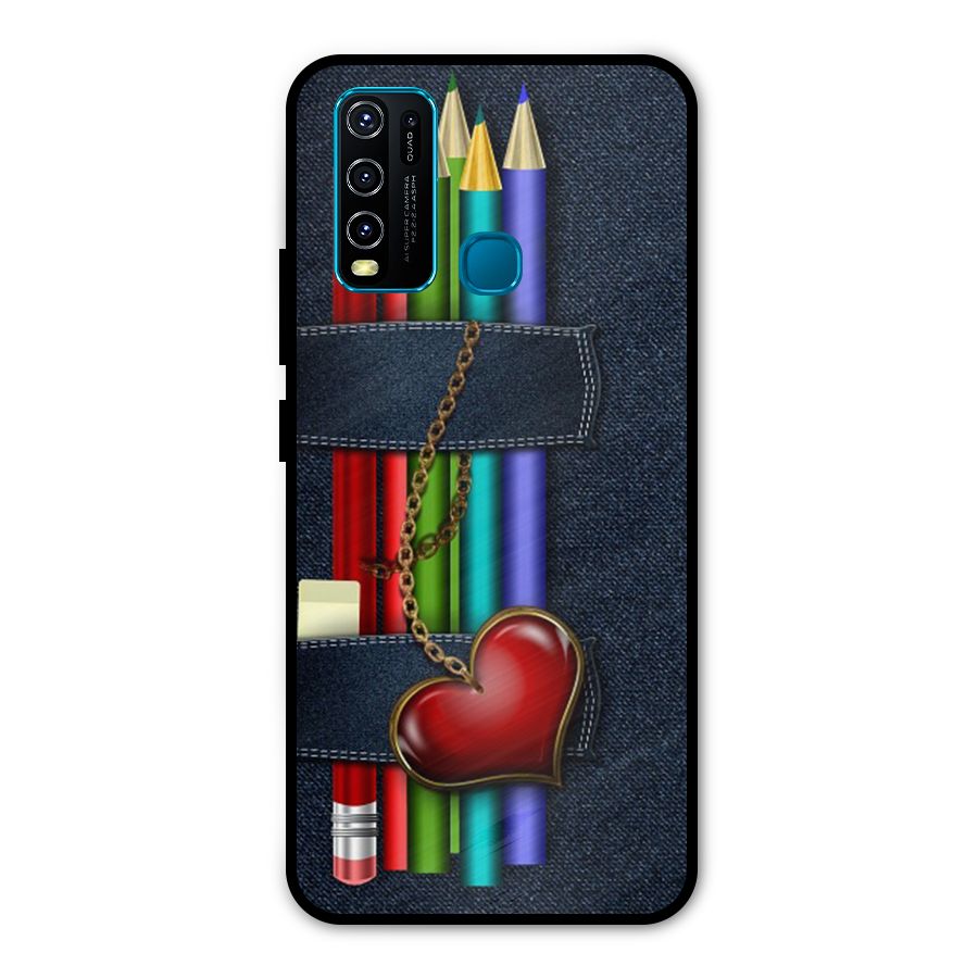 Denim Colorful Pencils Metal Back Case for Vivo Y30