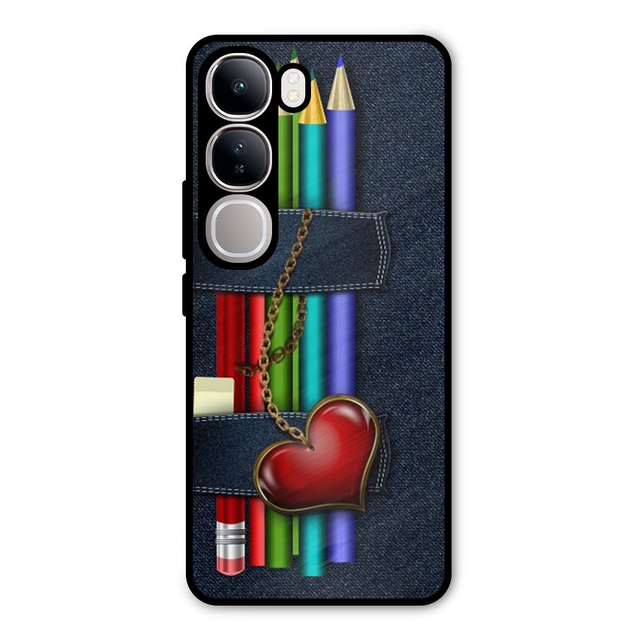 Denim Colorful Pencils Metal Back Case for Vivo Y300