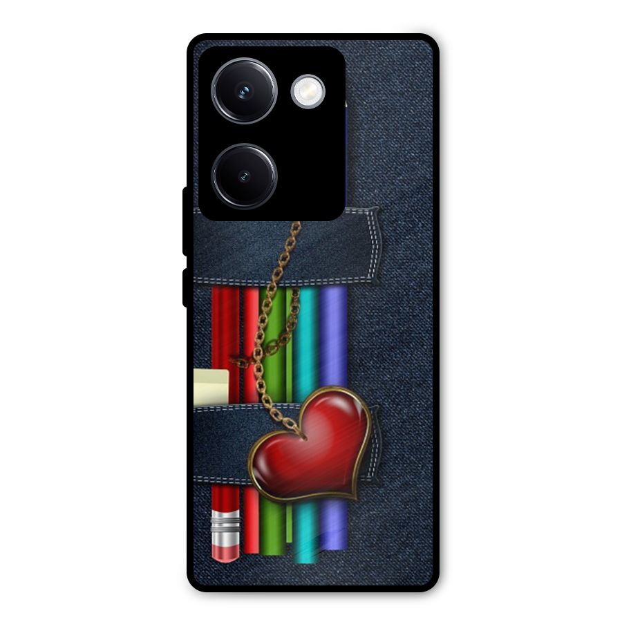 Denim Colorful Pencils Metal Back Case for Vivo Y300 Plus