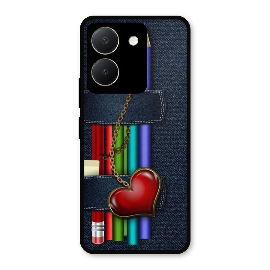 Denim Colorful Pencils Metal Back Case for Vivo Y36