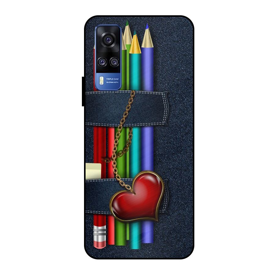 Denim Colorful Pencils Metal Back Case for Vivo Y51