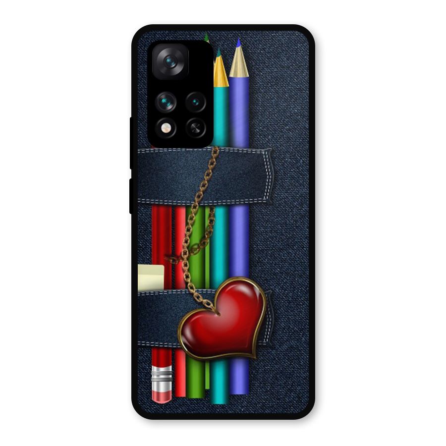 Denim Colorful Pencils Metal Back Case for Xiaomi 11i Hypercharge 5G