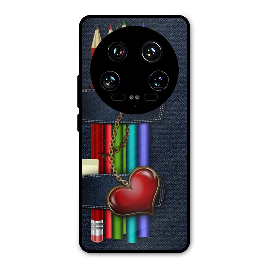 Denim Colorful Pencils Metal Back Case for Xiaomi 14 Ultra