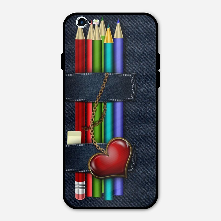 Denim Colorful Pencils Metal Back Case for iPhone 6 6s