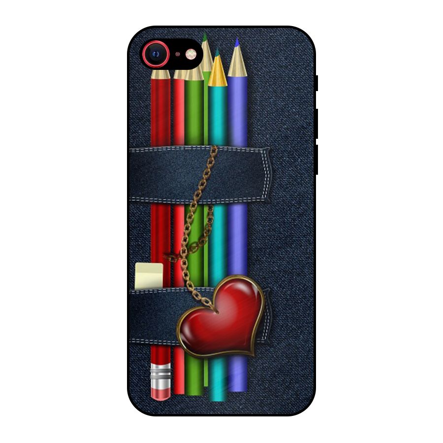Denim Colorful Pencils Metal Back Case for iPhone 7