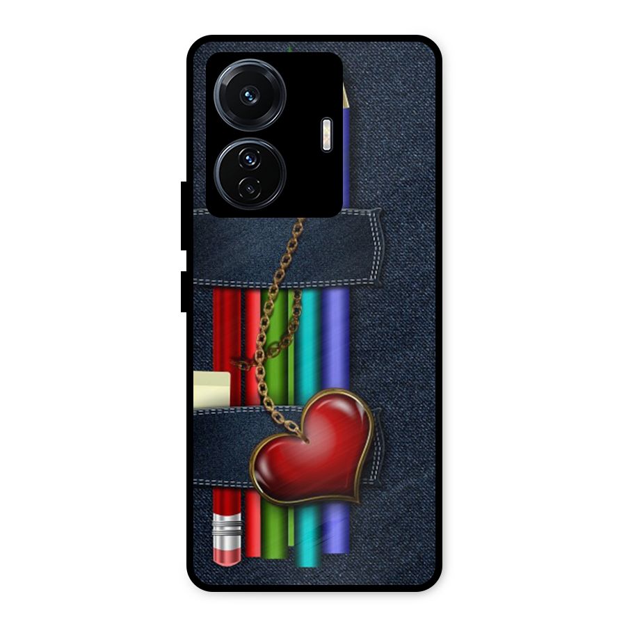 Denim Colorful Pencils Metal Back Case for iQOO Z6