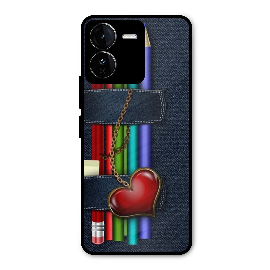 Denim Colorful Pencils Metal Back Case for iQOO Z9