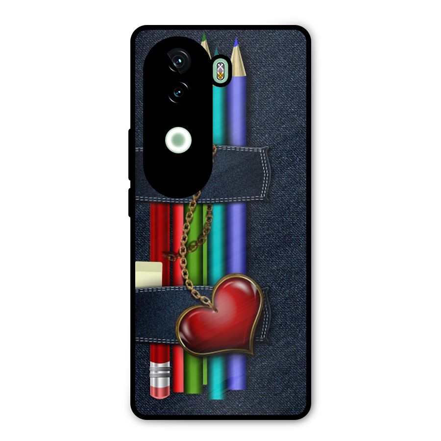Denim Colorful Pencils Metal Back Case for iQOO Z9s