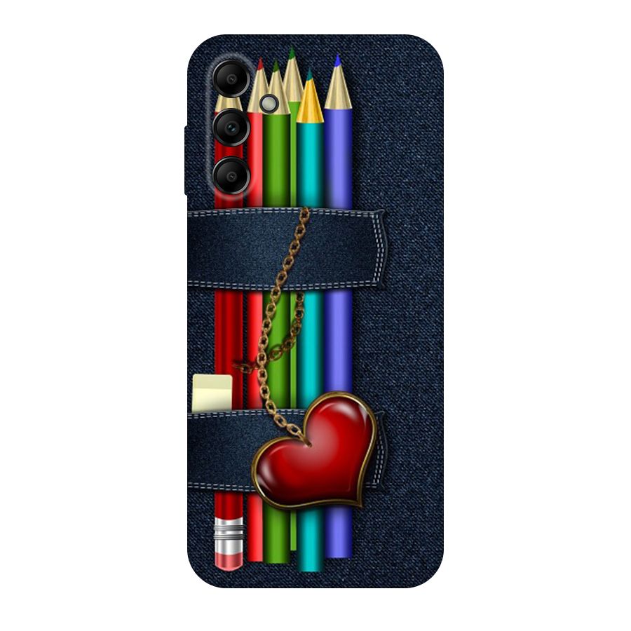Denim Colorful Pencils Original Polycarbonate Back Case for Galaxy A14 5G