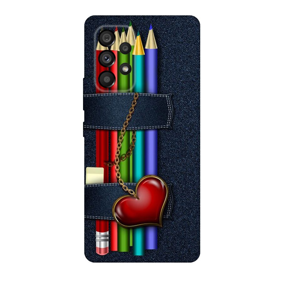 Denim Colorful Pencils Original Polycarbonate Back Case for Galaxy A53 5G