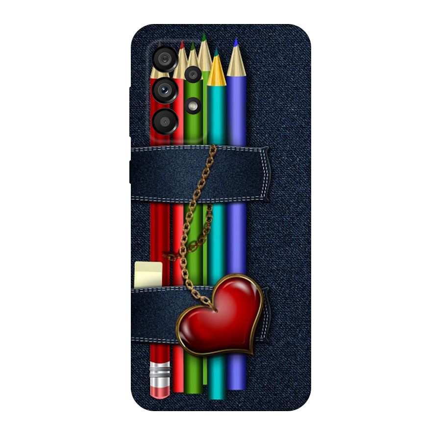 Denim Colorful Pencils Original Polycarbonate Back Case for Galaxy A73 5G