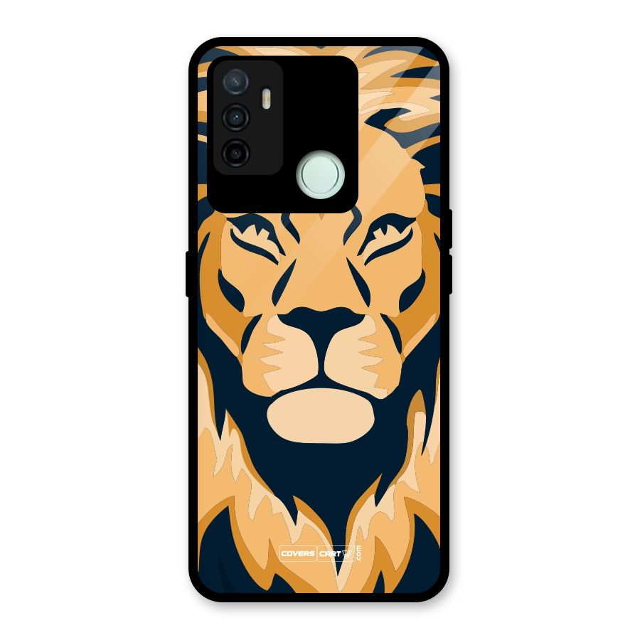 Designer Lion Glass Back Case for Oppo A53