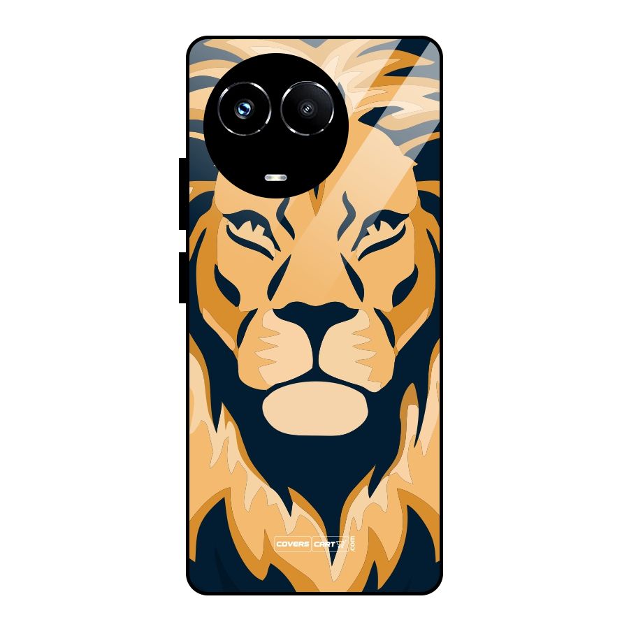 Designer Lion Glass Back Case for Realme 11X