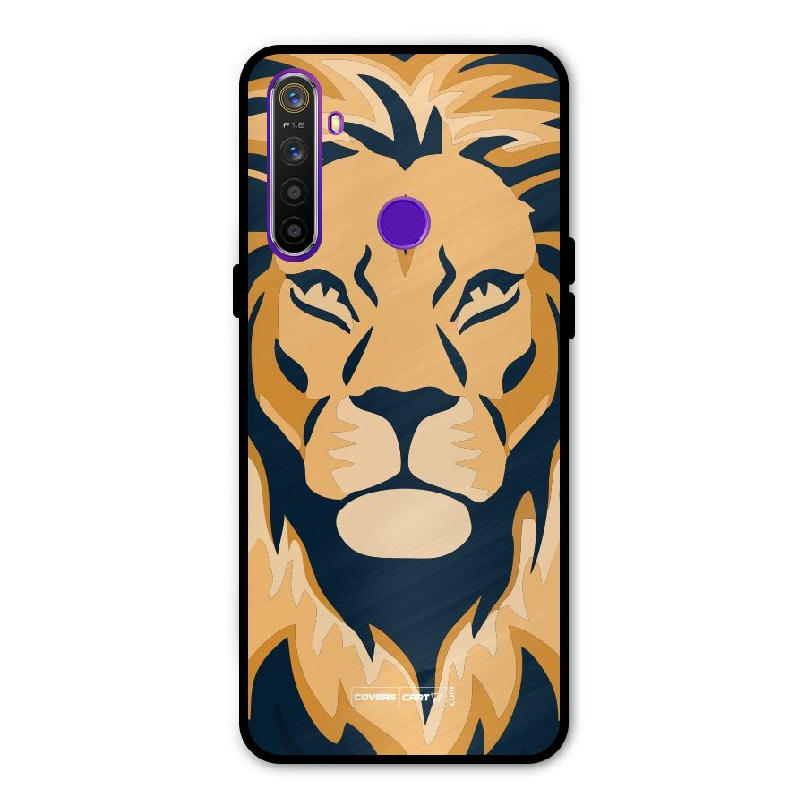 Designer Lion Glass Back Case for Realme 5s