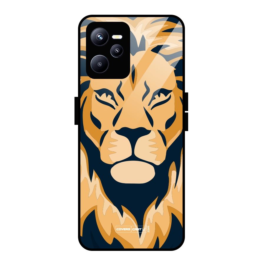 Designer Lion Glass Back Case for Realme C35