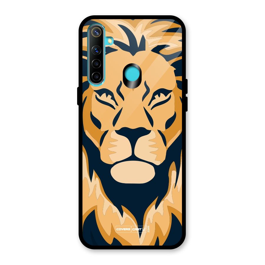 Designer Lion Glass Back Case for Realme Narzo 10