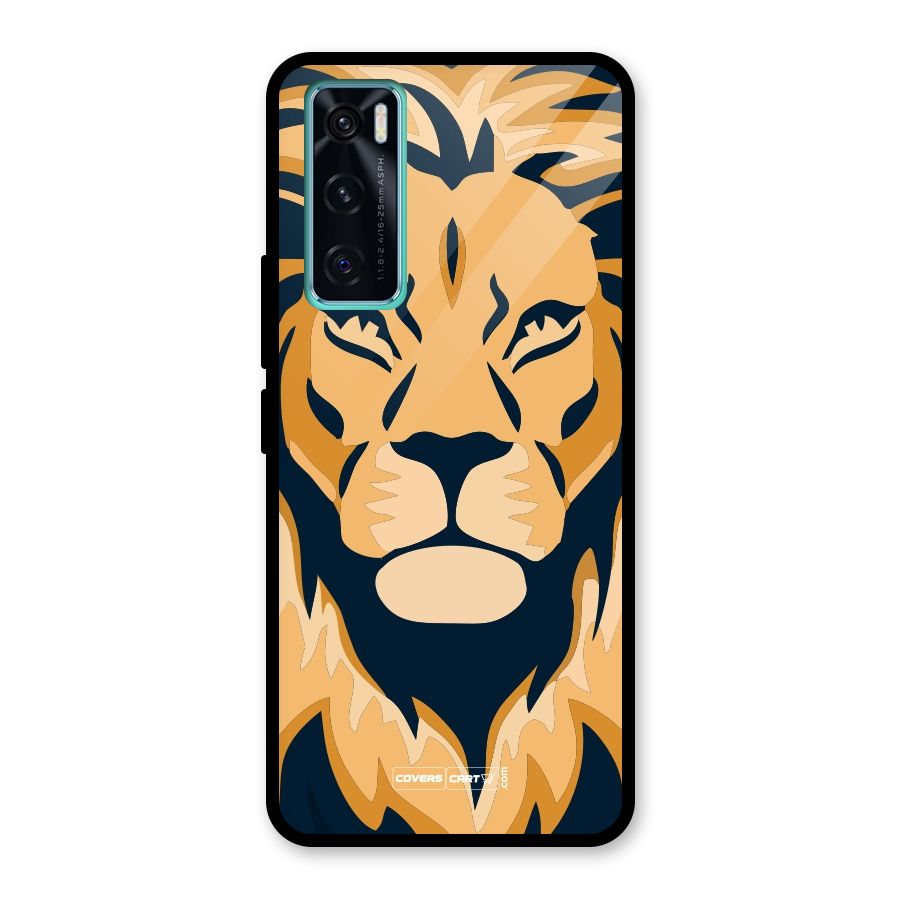 Designer Lion Glass Back Case for Vivo V20 SE
