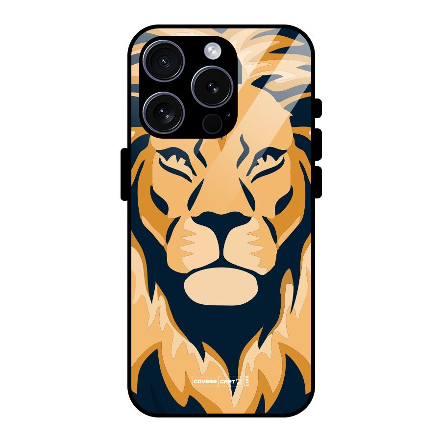 Designer Lion Glass Back Case for iPhone 15 Pro