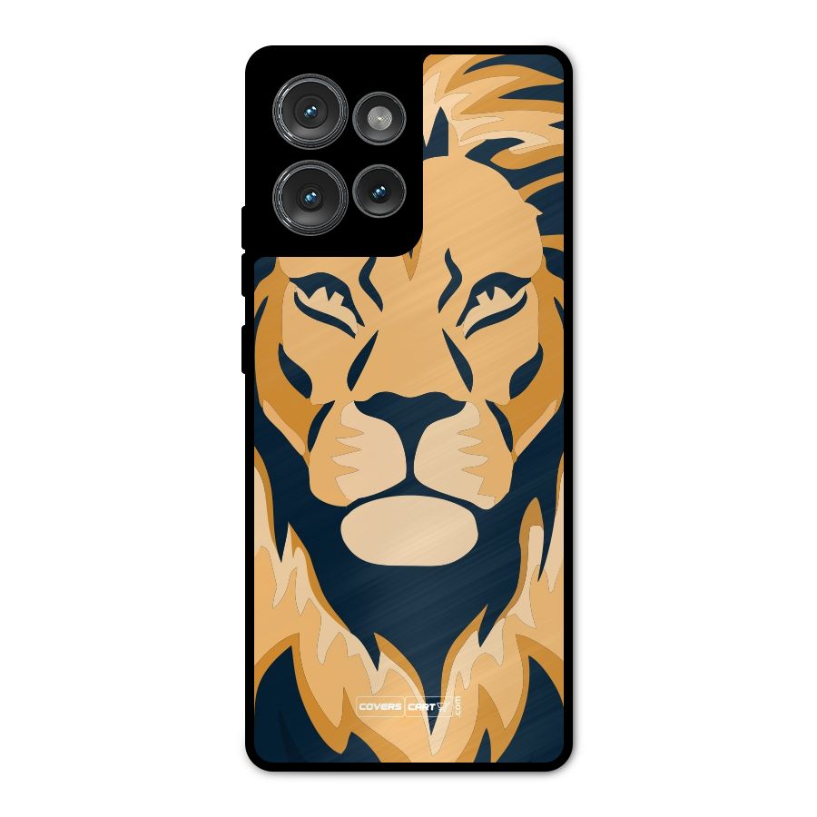 Designer Lion Metal Back Case for Motorola Edge 50
