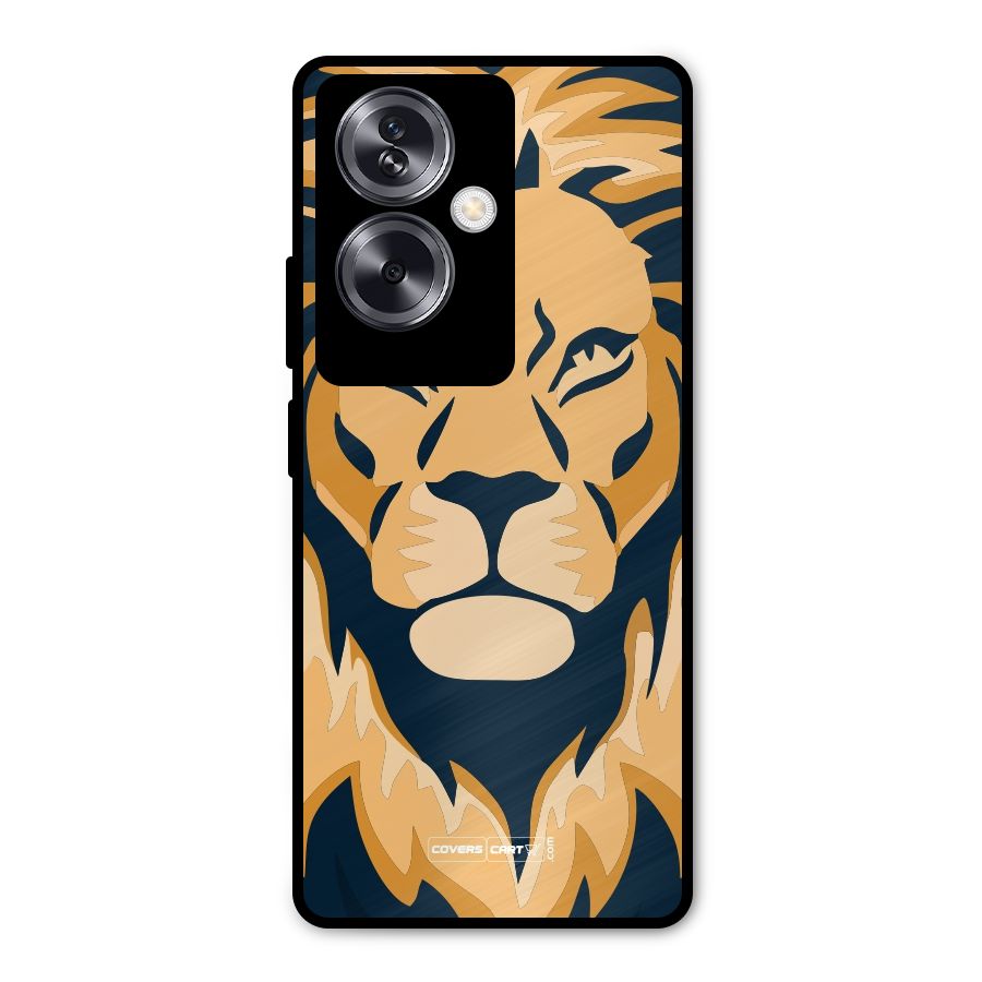 Designer Lion Metal Back Case for Oppo A79 5G