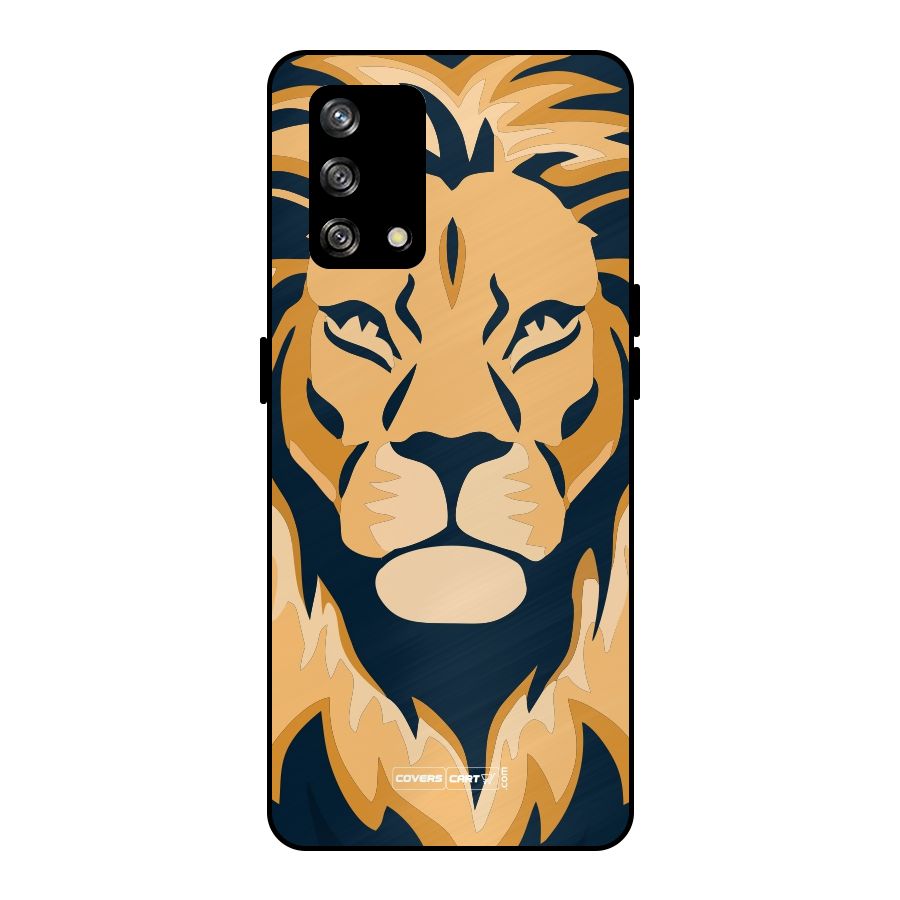 Designer Lion Metal Back Case for Oppo F19s