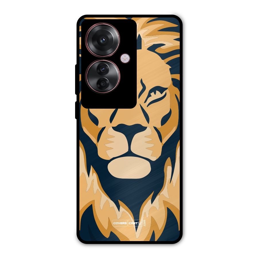 Designer Lion Metal Back Case for Oppo F25 Pro