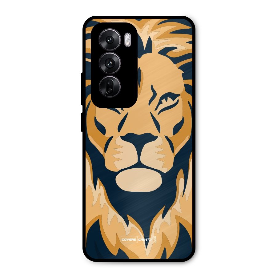 Designer Lion Metal Back Case for Oppo Reno12