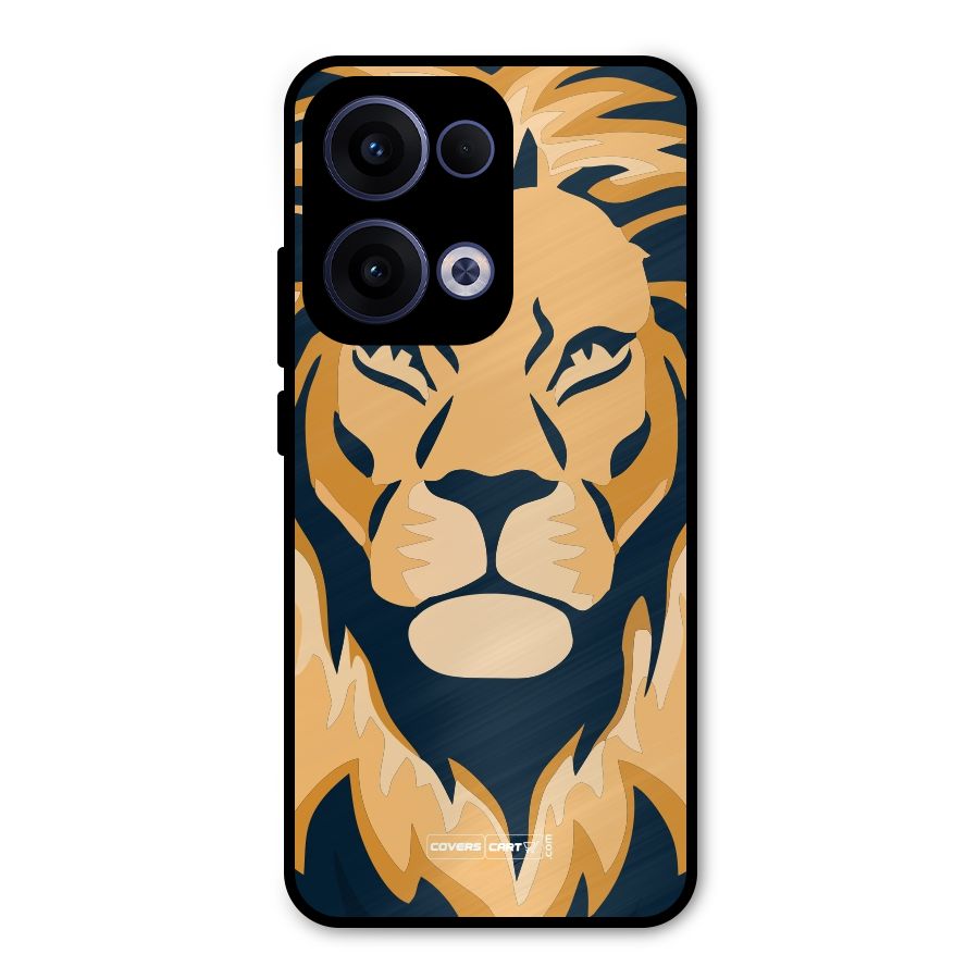 Designer Lion Metal Back Case for Oppo Reno13