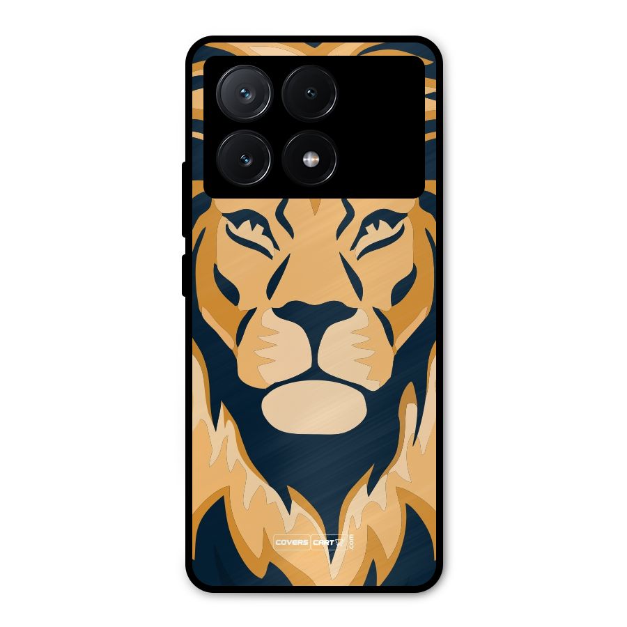 Designer Lion Metal Back Case for Poco X6 Pro