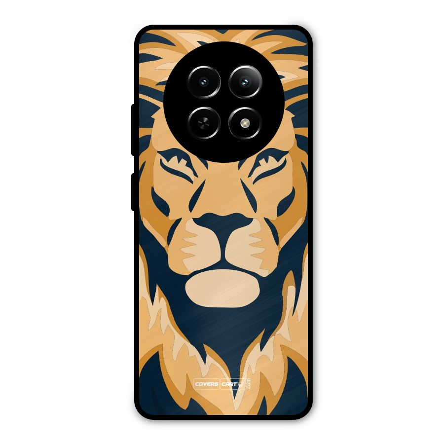 Designer Lion Metal Back Case for Realme 13