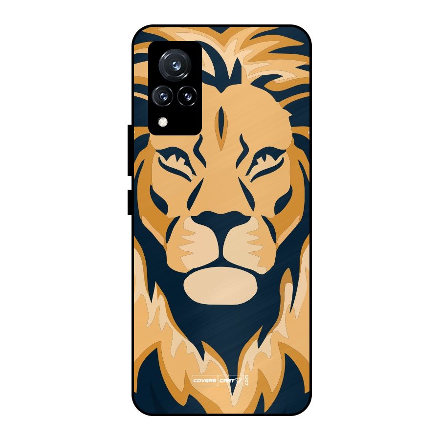 Designer Lion Metal Back Case for Vivo V21 5G