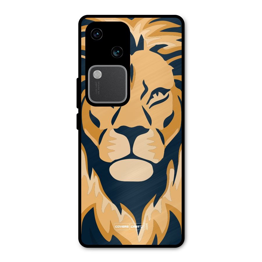 Designer Lion Metal Back Case for Vivo V30 Pro