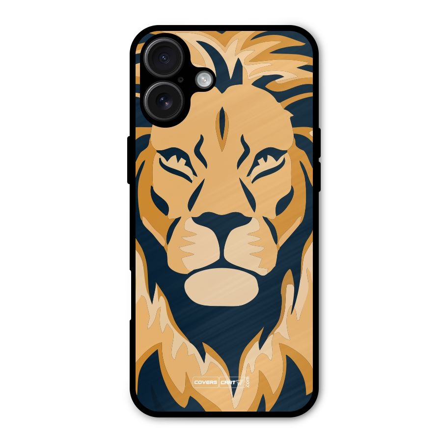 Designer Lion Metal Back Case for iPhone 16 Plus