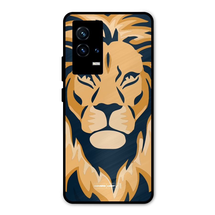 Designer Lion Metal Back Case for iQOO 9 5G